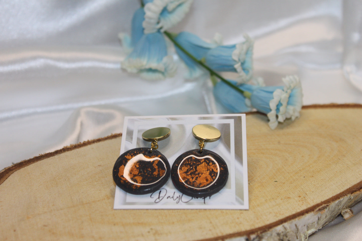 Fimo Gold map / boucles d'oreilles