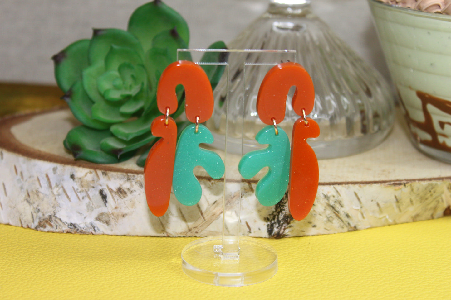 Corail duo / boucles d'oreilles