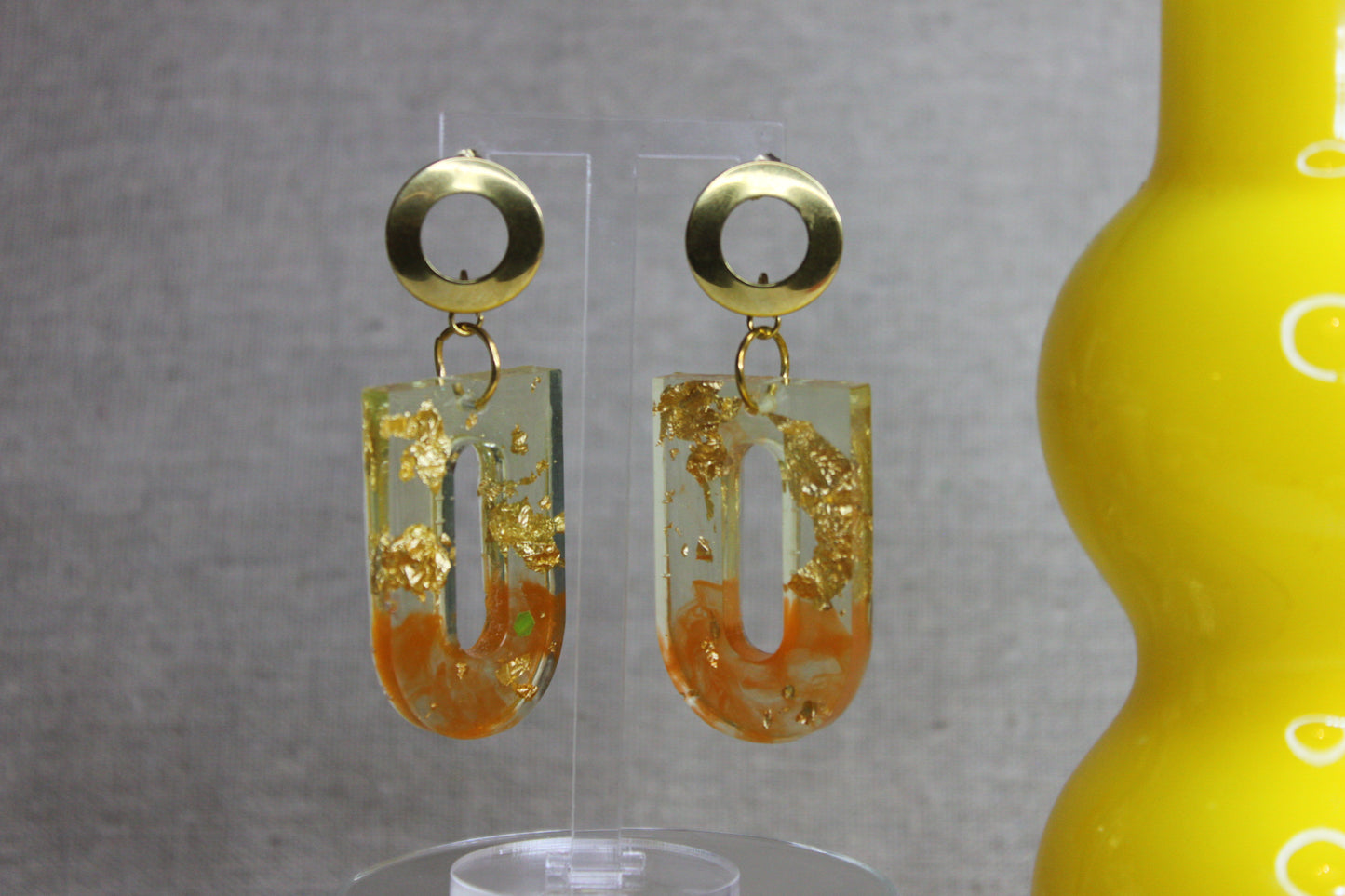 Orange gold / boucles d'oreilles