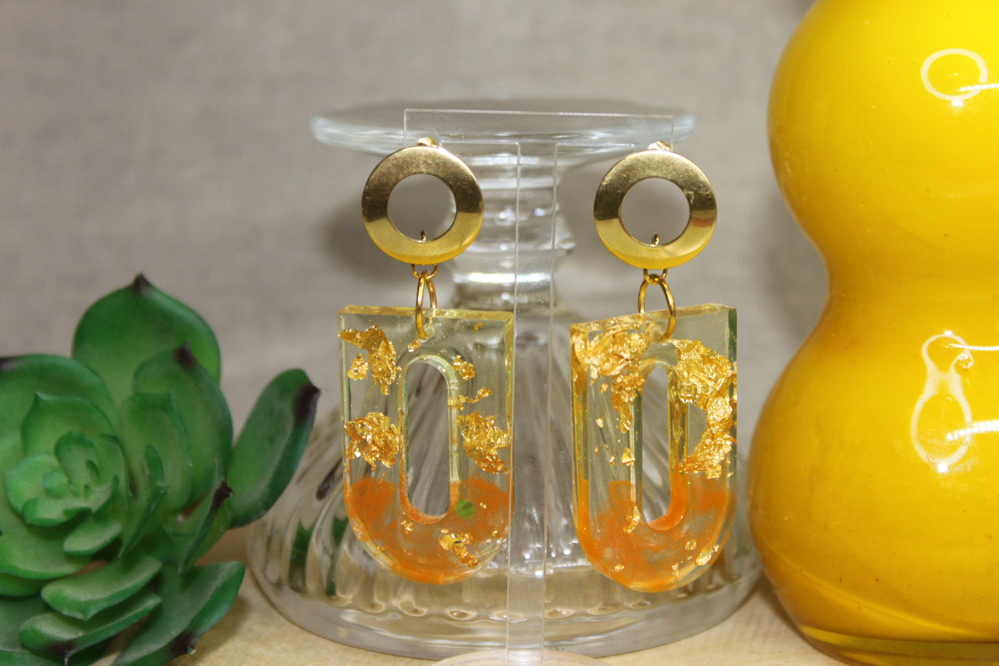 Orange gold / boucles d'oreilles