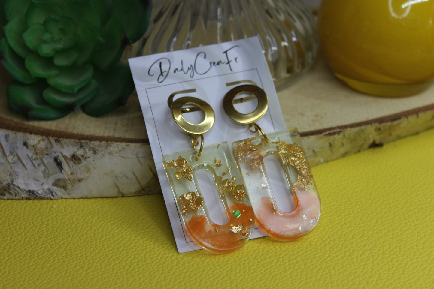 Orange gold / boucles d'oreilles