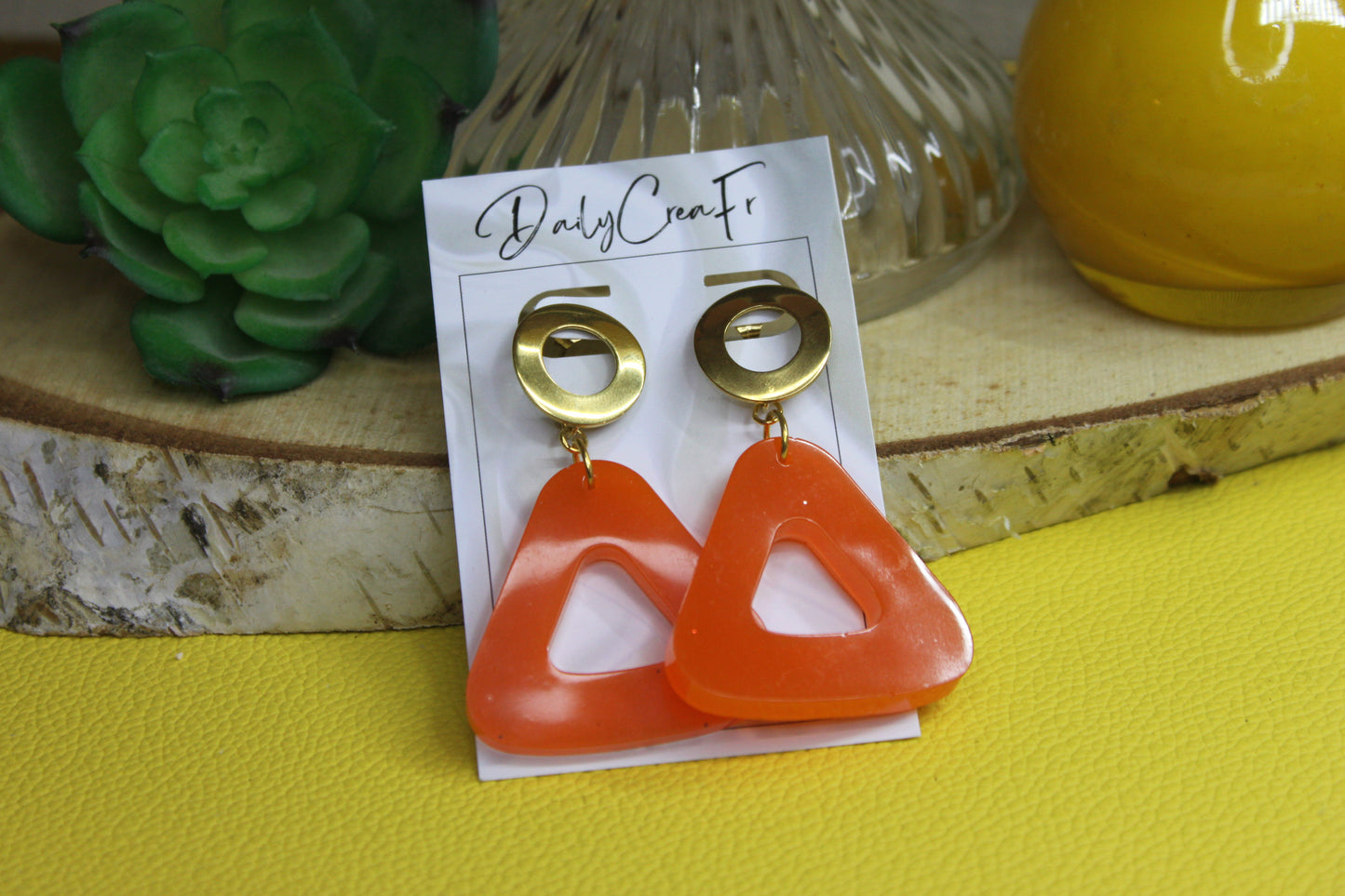 Orange gold Pep's / boucles d'oreilles