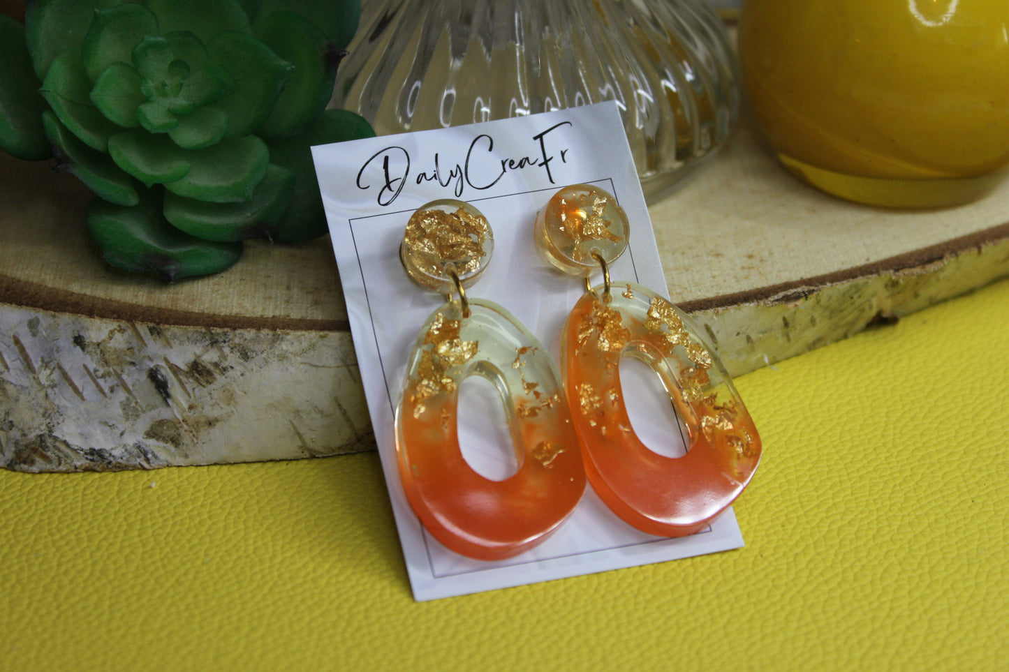 Orange gold Pep's / boucles d'oreilles