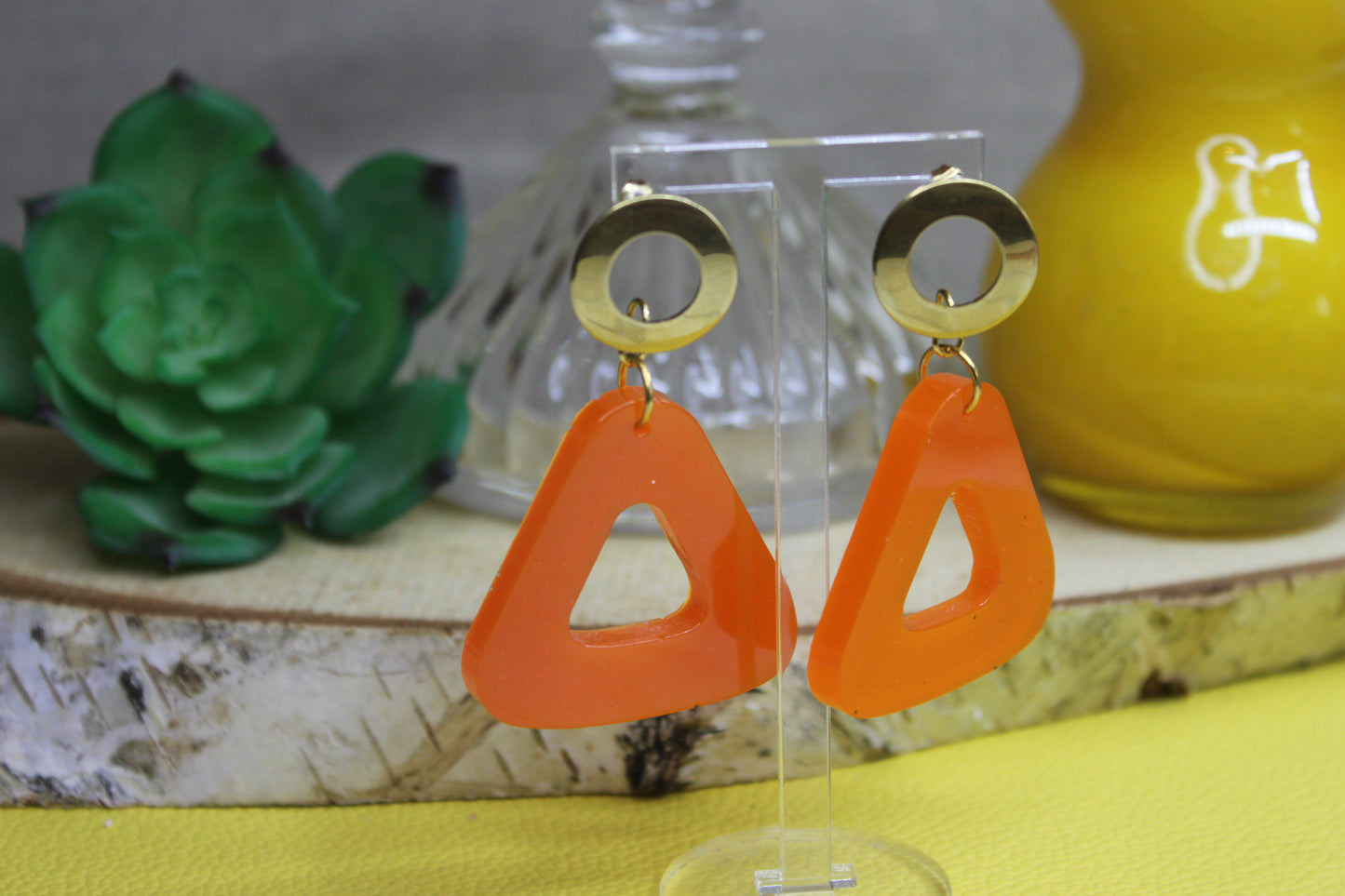 Orange gold Pep's / boucles d'oreilles