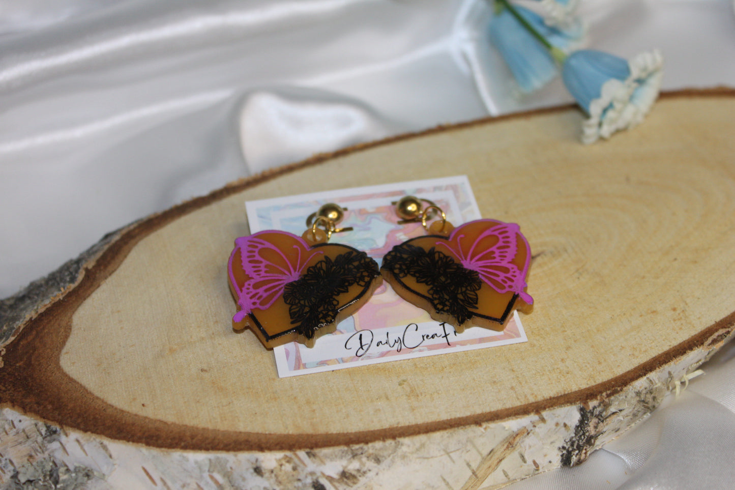 Heart Butterfly / boucles d'oreilles