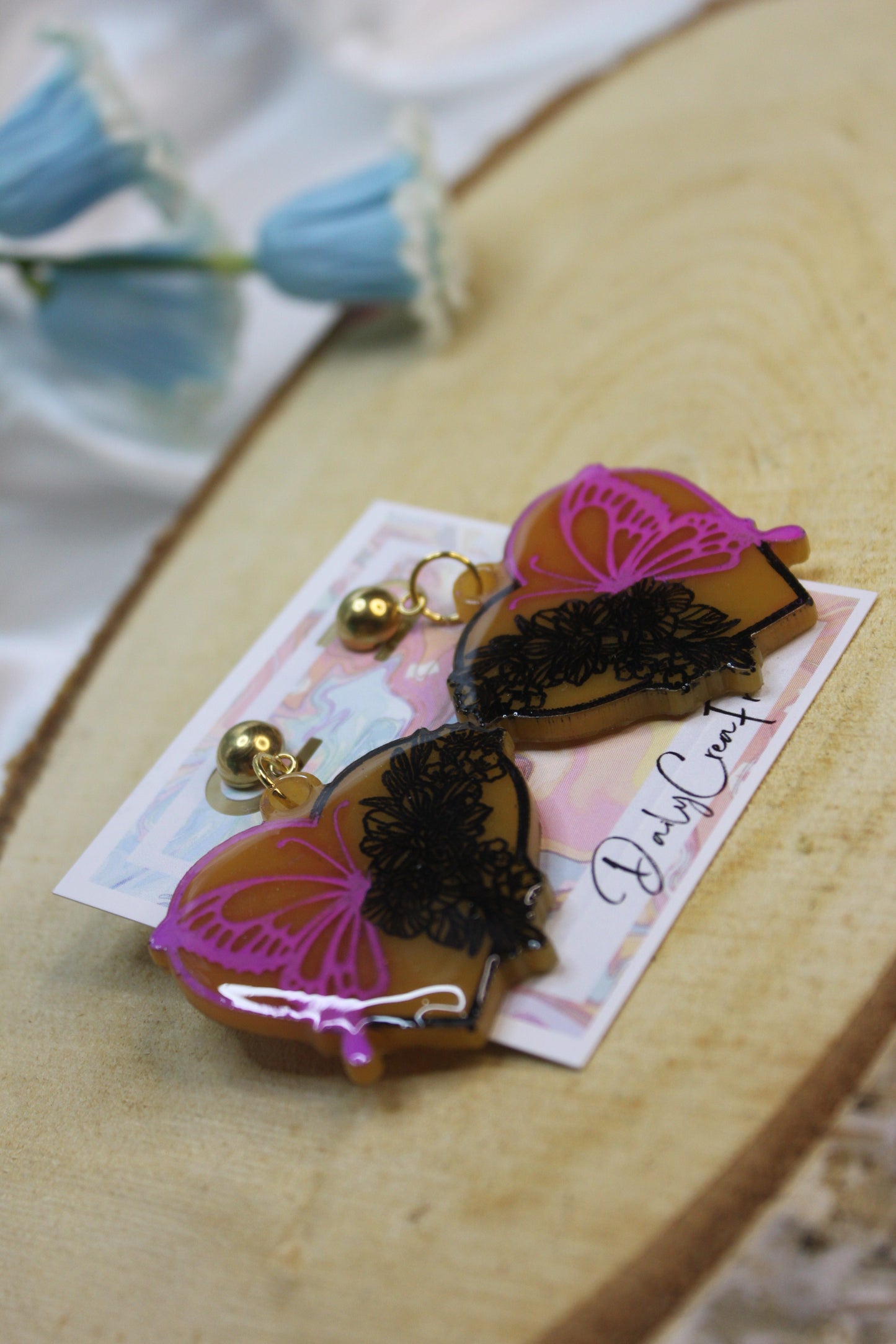 Heart Butterfly / boucles d'oreilles