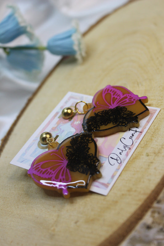 Heart Butterfly / boucles d'oreilles