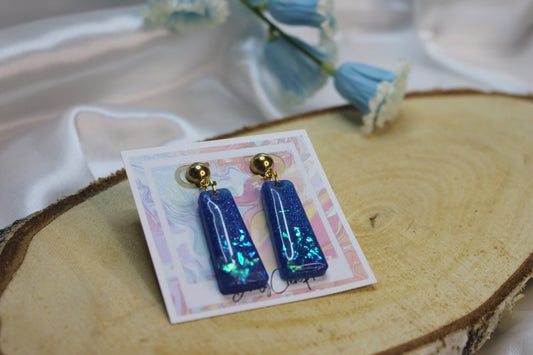 Bleu Holo / boucles d'oreilles