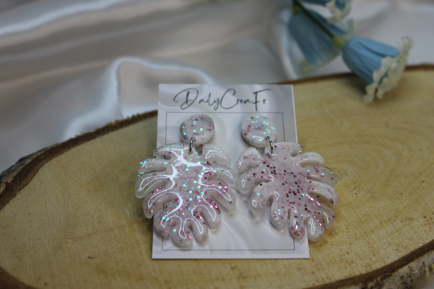 White leaf / boucles d'oreilles