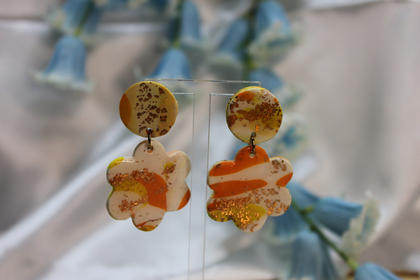 Flower Marble / boucles d'oreilles