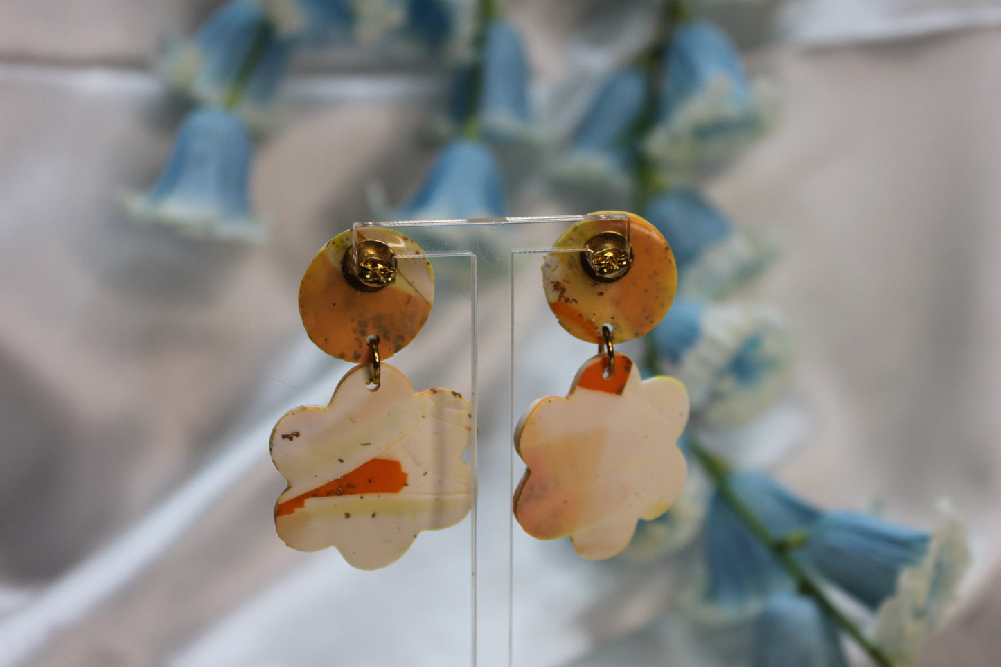 Fleur marbrée / boucles d'oreilles