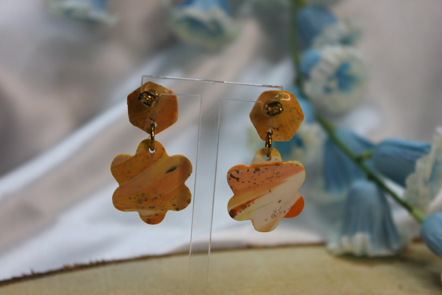 Flower Marble / boucles d'oreilles