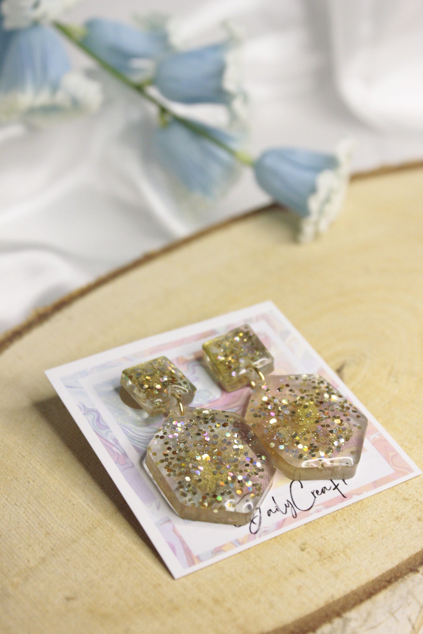 Hexa paillettes / boucles d'oreilles