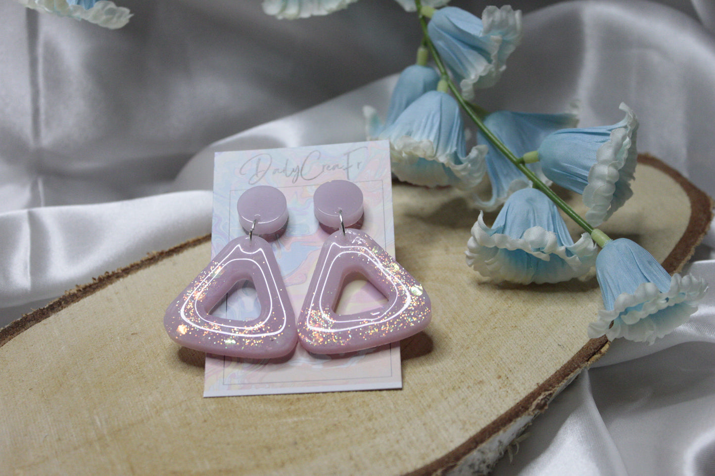 Rétro pastel rose / boucles d'oreilles