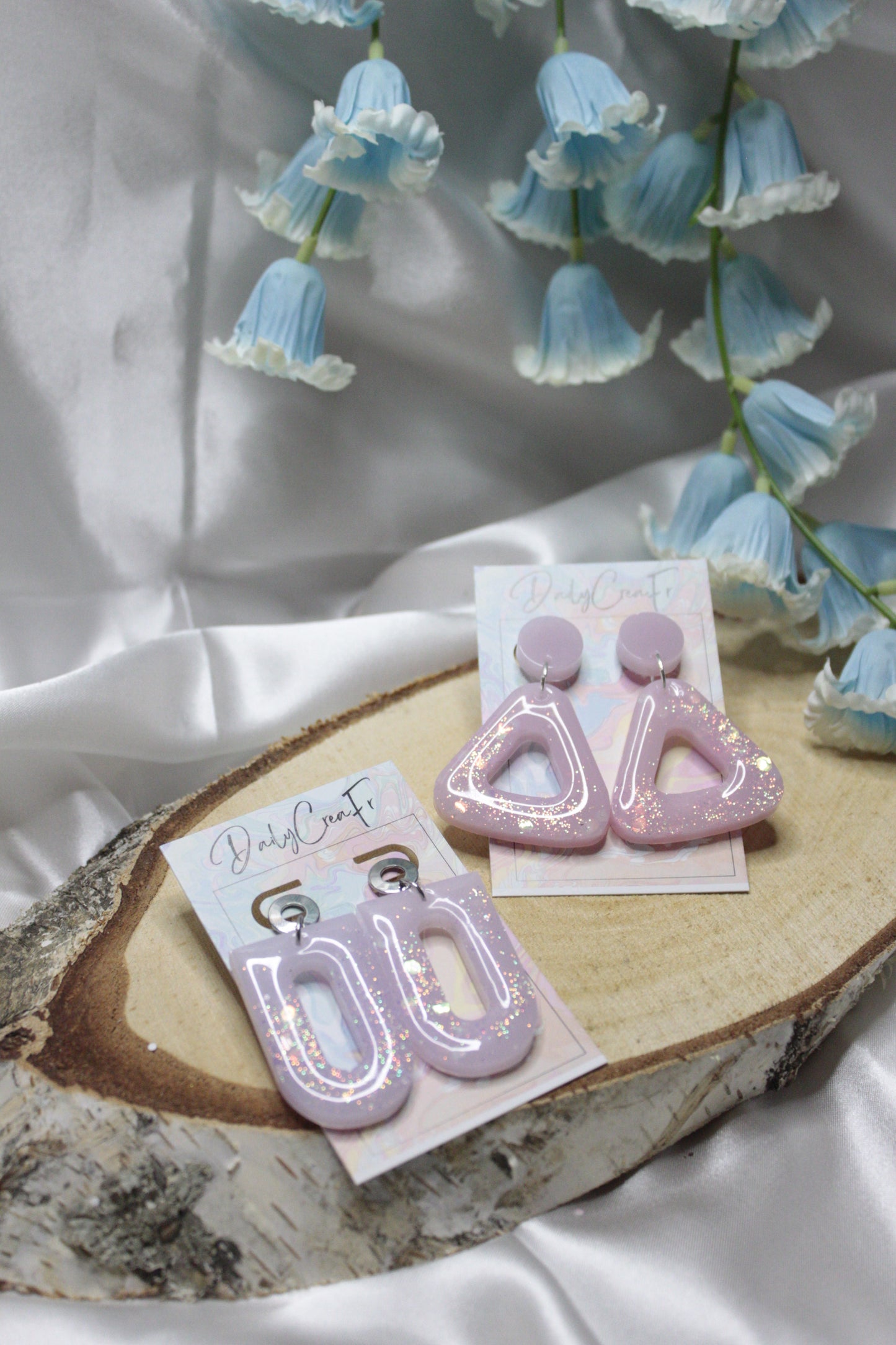 Rétro pastel rose / boucles d'oreilles