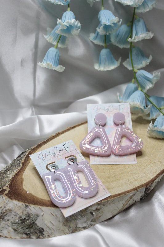 Rétro pastel rose / boucles d'oreilles