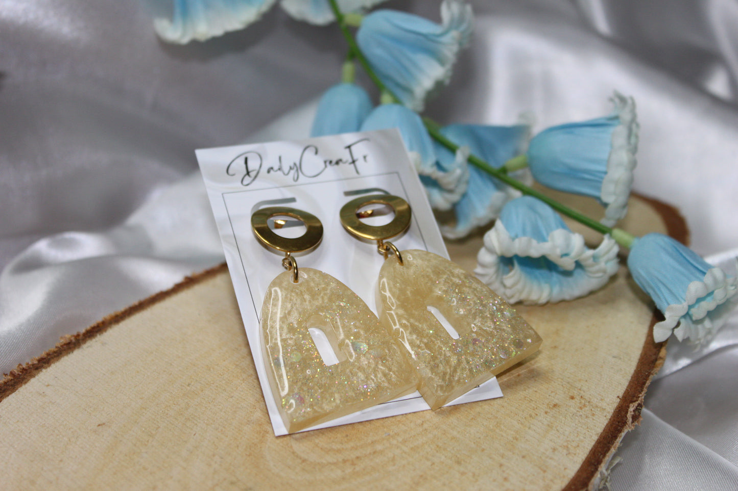 Pastel Yellow rétro / boucles d'oreilles