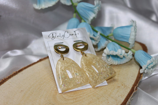 Pastel Yellow rétro / boucles d'oreilles