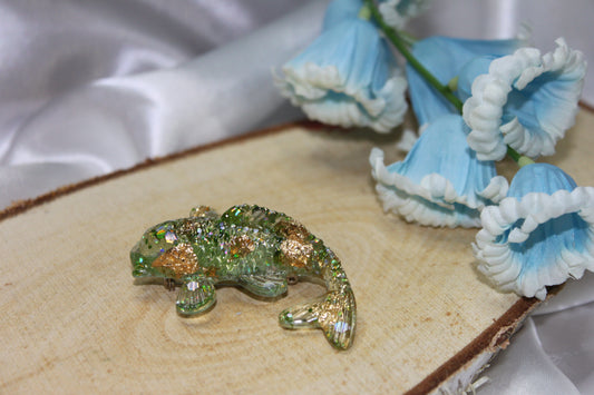 Carpe Koi verte gold / broche